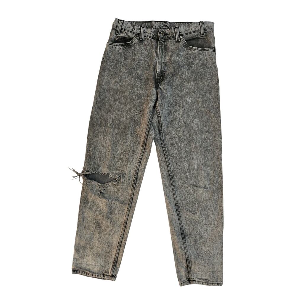 Vintage Levi’s 515 Jeans Men's Size 36x34 Black Acid Wash Made in USA Distressed